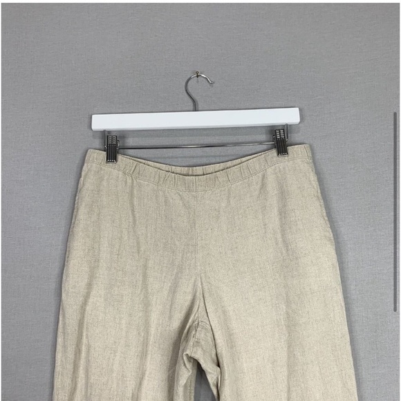J. Jill Womens Pant Small Petite Beige Love Linen Elastic Waist Crop Lagenlook - Picture 2 of 13